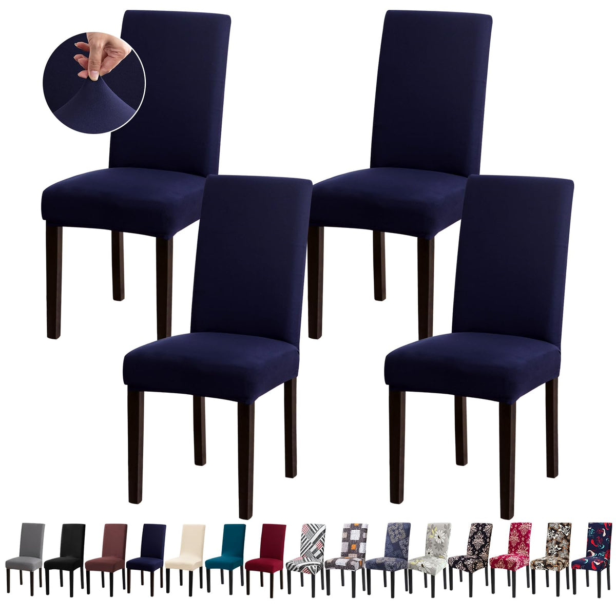 Chair Covers, Stretch Dining Room Chair Covers Set of 6, Removable Washable Dining Chair Slipcovers for Home, Hotel, Banquet