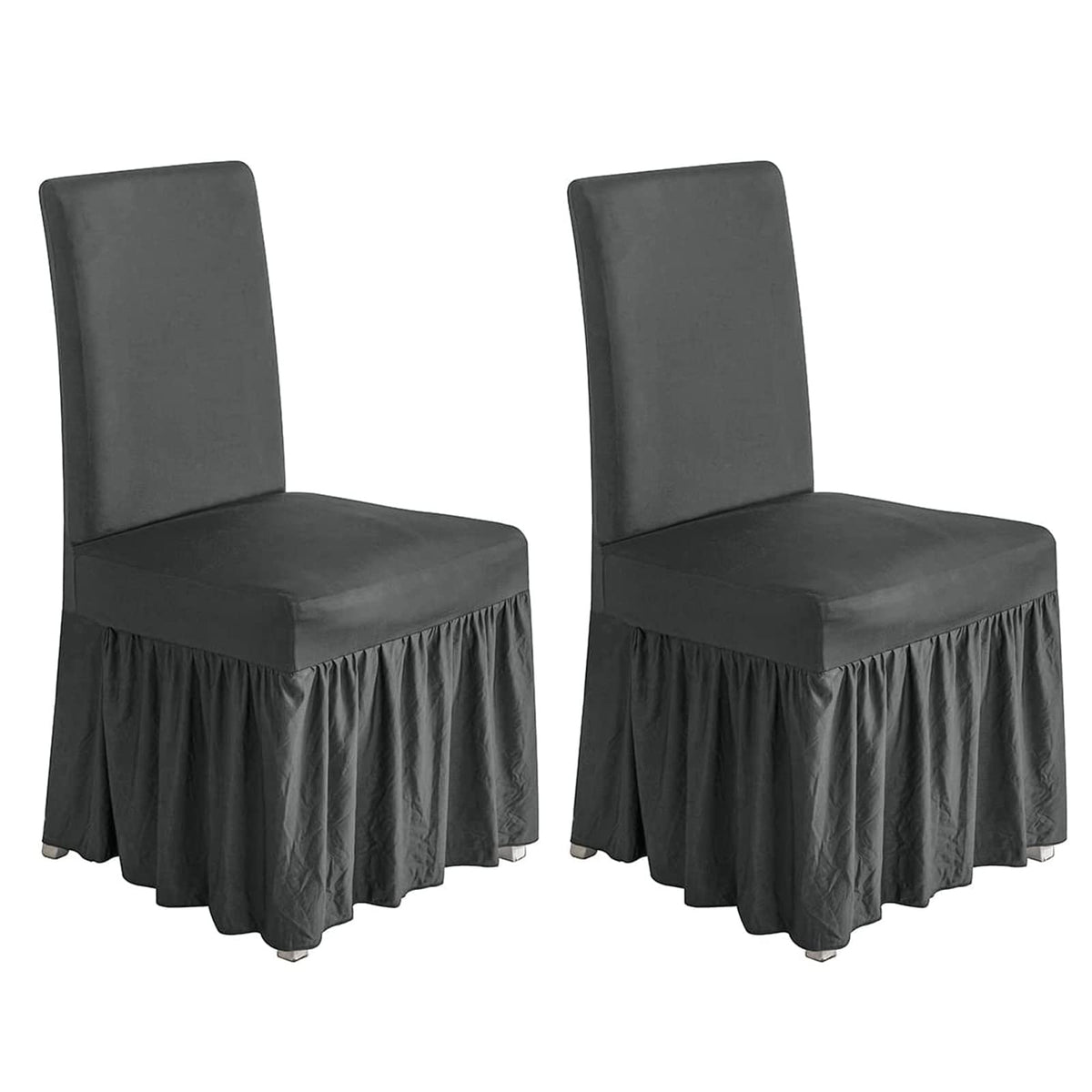 molasofa Chair Covers for Dining Room Set of 4 Stretch Chair Slipcovers with Skirt for Kitchen Seat Protectors Wedding Banquet Decor Kids Pets Spandex Fabric Washable (4pcs, Beige)
