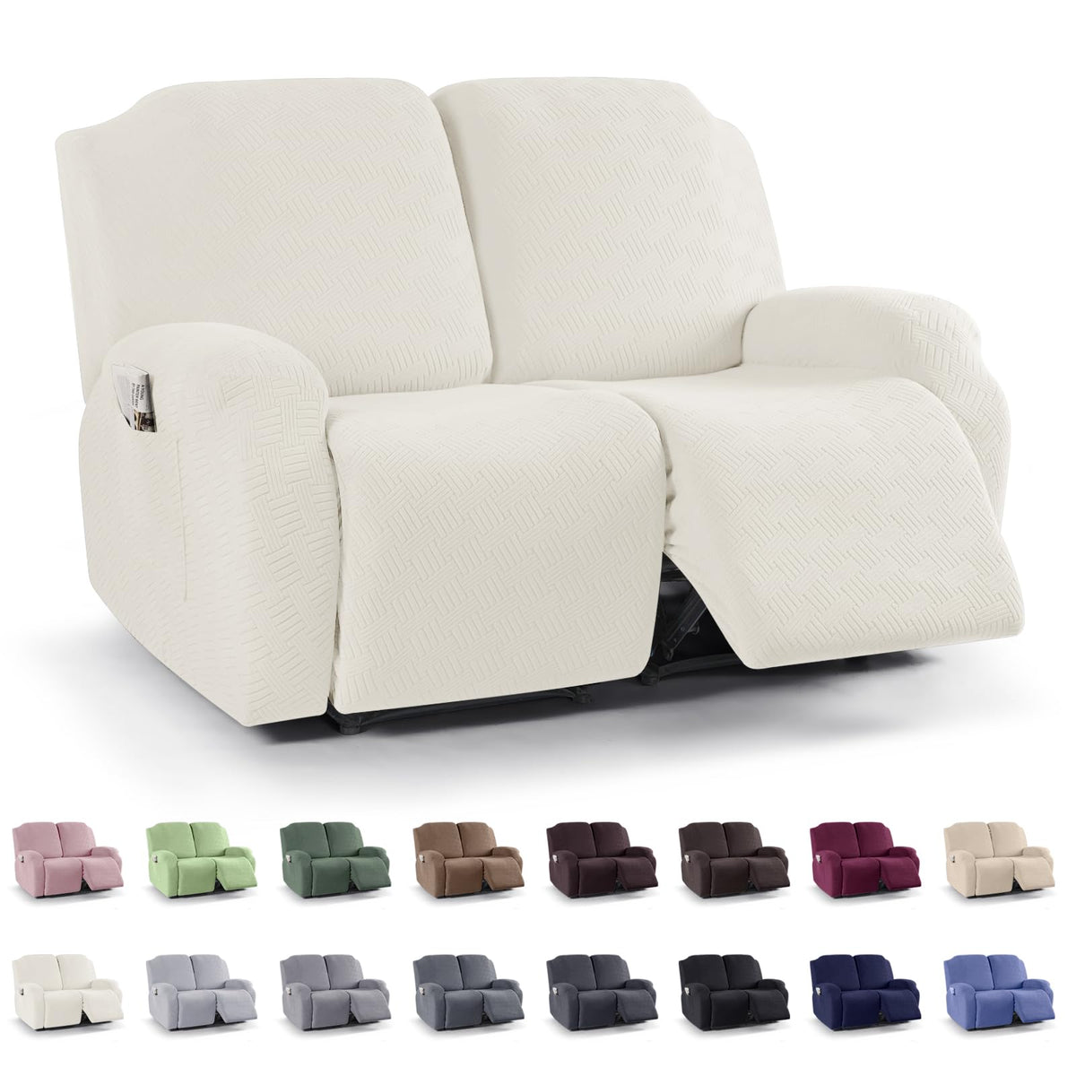 KinCam Recliner Chair Covers, Stretch Reclining Cover, Dark Gray