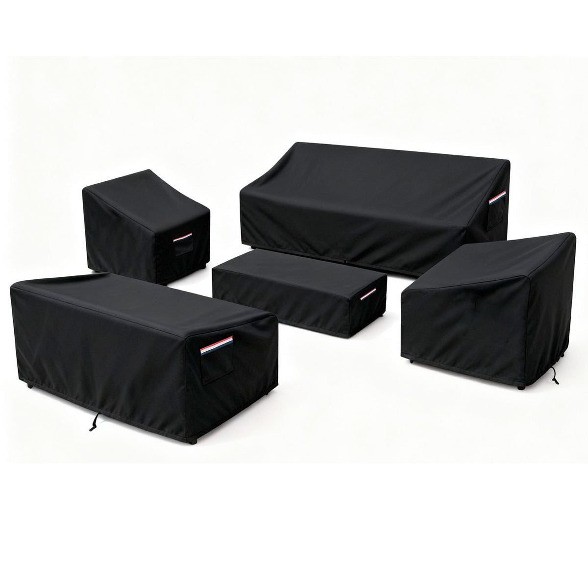 4-Piece Patio Furniture Cover Set, Waterproof Outdoor Furniture Covers for Loveseat, Patio Chairs & Coffee Table, Heavy-Duty 600D, Fade & UV-Resistant, Breathable, All-Season Protection, Beige&Brown