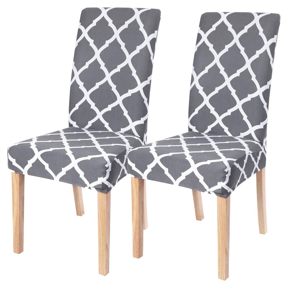 SearchI Dining Room Chair Covers Set of 6, Stretch Jacquard Parsons Chair Slipcovers Super Fit Removable Washable Kitchen Chair Protector Cover for Dining Room, Hotel, Ceremony (Beige Rhombus)