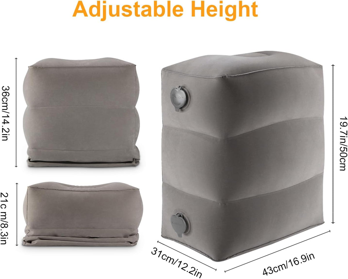 Maliton Inflatable Foot Rest/Leg Pillow | Adjustable Height（Grey, 2 Pack）