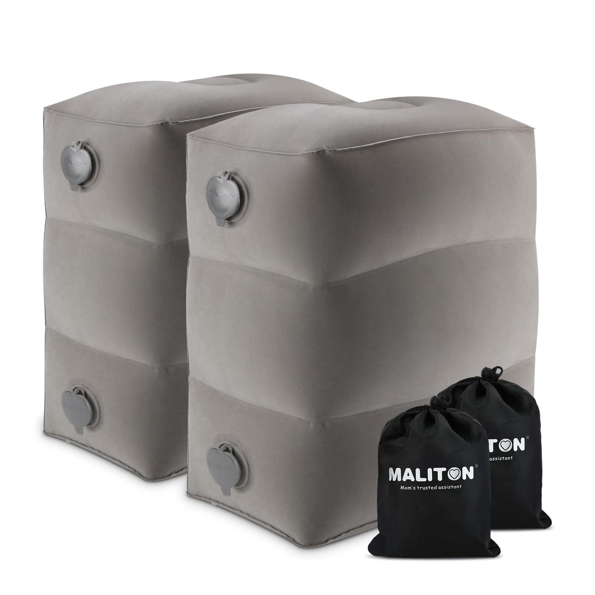 Maliton Inflatable Foot Rest/Leg Pillow | Adjustable Height（Grey, 2 Pack）