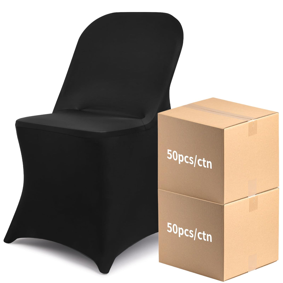 Fixwal 12 Pcs Black Folding Chair Covers Spandex Stretch Slipcover
