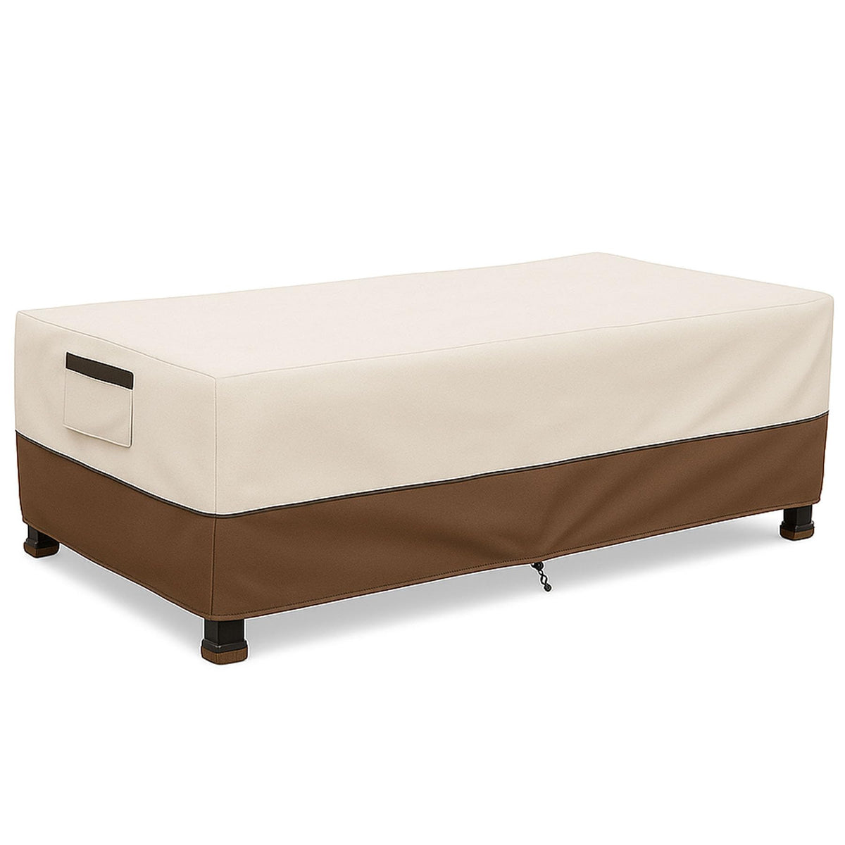 4-Piece Patio Furniture Cover Set, Waterproof Outdoor Furniture Covers for Loveseat, Patio Chairs & Coffee Table, Heavy-Duty 600D, Fade & UV-Resistant, Breathable, All-Season Protection, Beige&Brown