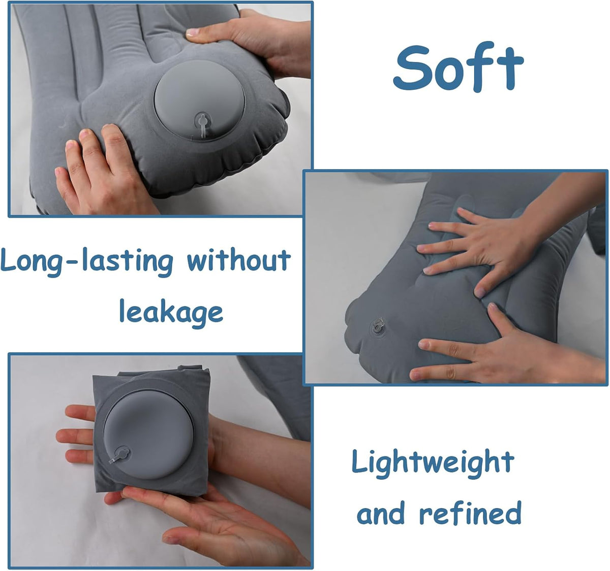 2 Pack 17 in Ultralight Inflatable Pillow Travel Pillow,Camping Pillow for Neck & Lumbar Support,Beach,Camping,Traveling,Hiking,Napping,Desk Rest(Gray)