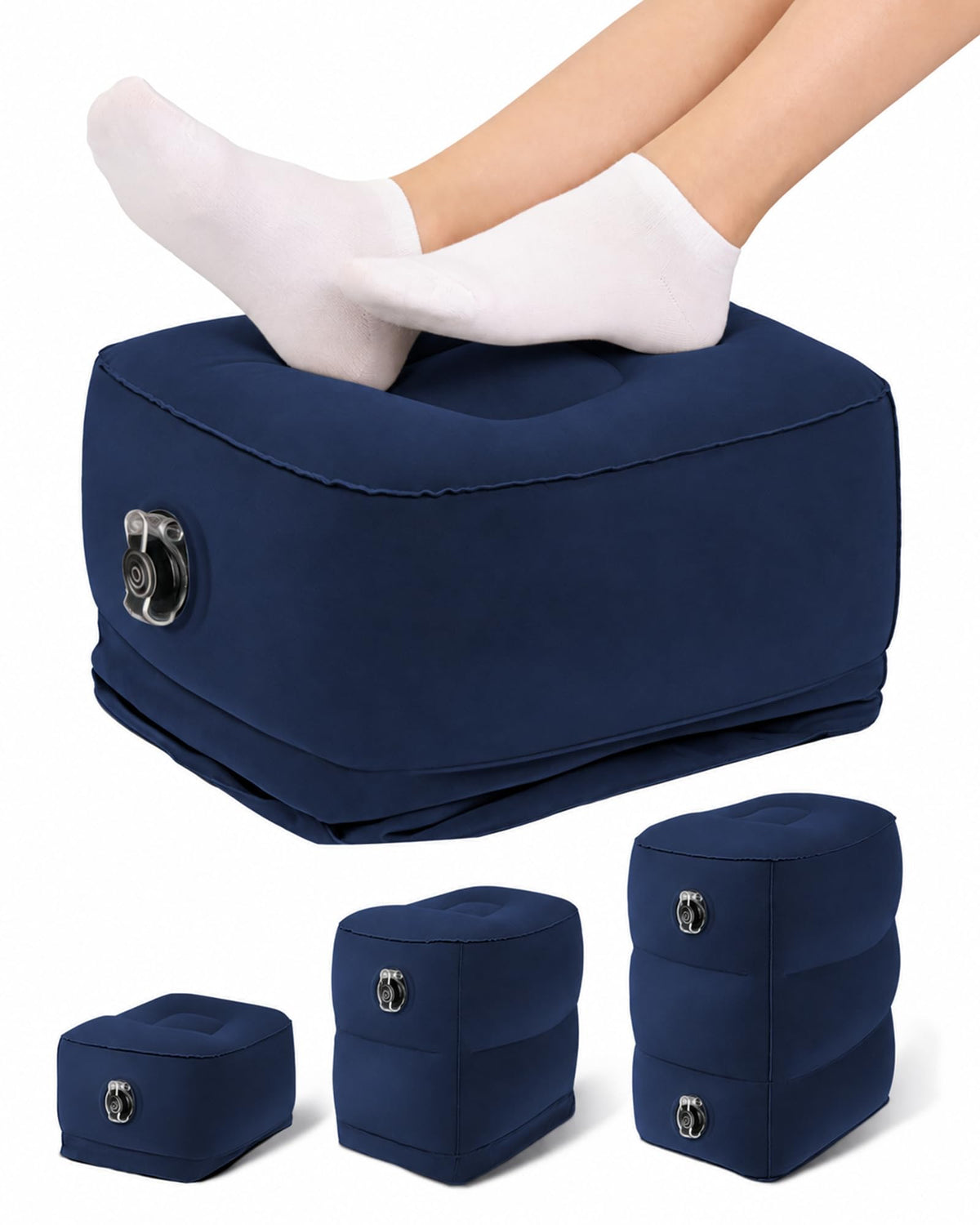 Inflatable Travel Foot Rest Pillow, Kids Airplane Bed, Adjustable 3 Layers Height Leg Rest Pillow, Adults Travel Essentials Great for Airplane, Office, Home, Trains, Cars