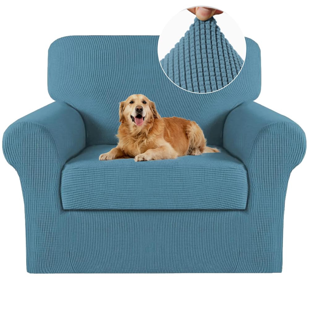 Turquoize 2 Piece Chair Covers for Living Room Armchair Cover Armchair Slipcovers with Arms Feature Thick Jacquard Fabric (Chair,Biscotti Beige)