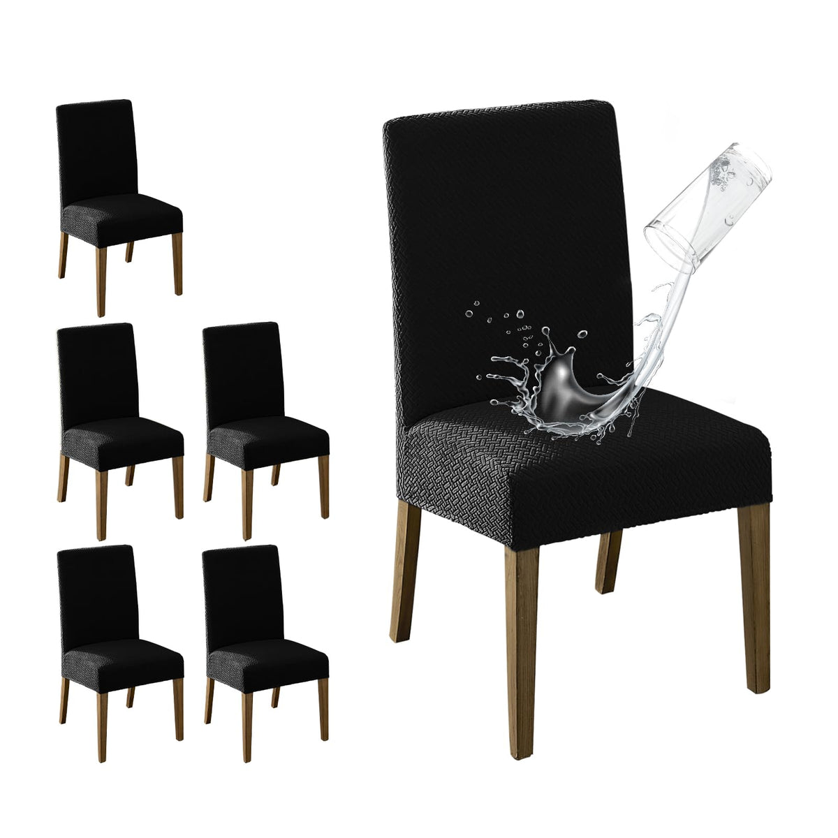 MOSAYT 100% Waterproof Dining Room Chair Covers Set of 4, Beige