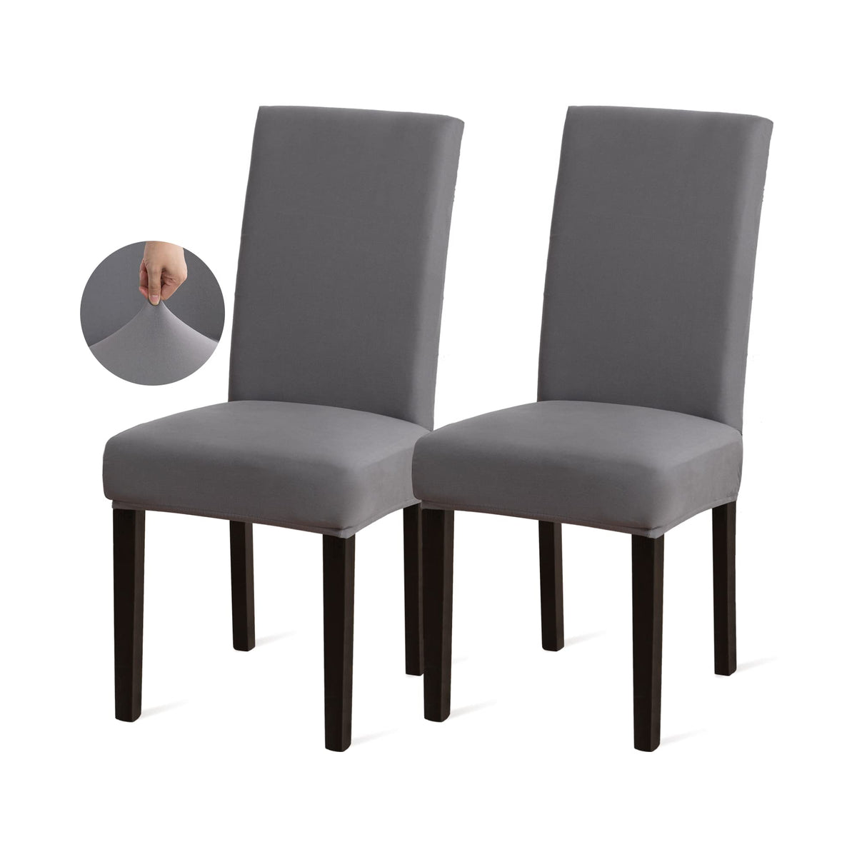 Sufdari Dining Chair Covers,Kitchen Cover,Parsons Slipcover,Spandex Protectors for Room Stretch Chairs Cover Set of 4 -Gray