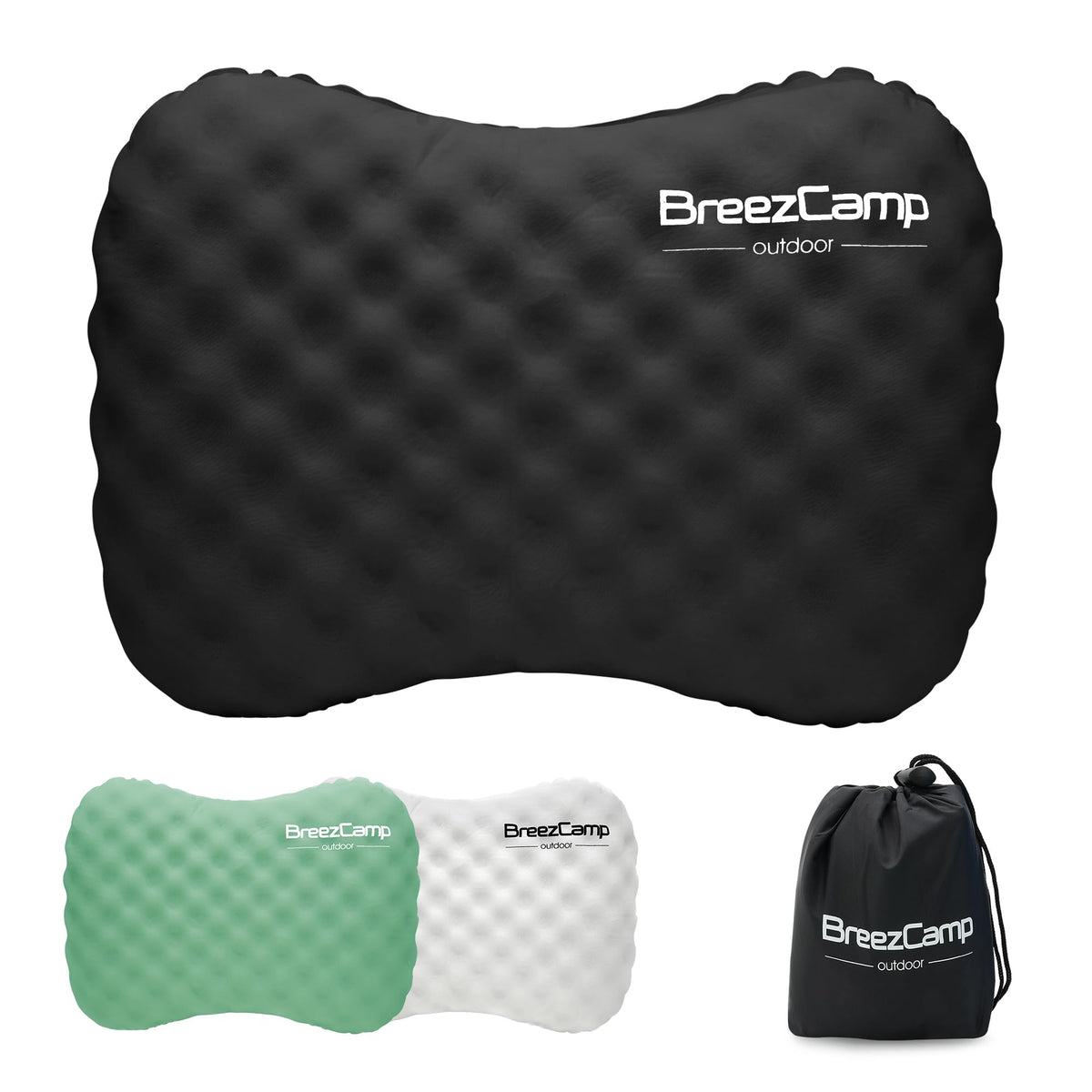 Inflatable Camping Pillow, Travel Blow Up Air Pillow, Neck Lumbar Support Ultralight Compact Pillow for Outdoor Hiking Backpacking Car Beach Airplane Sleeping Essentials, Black