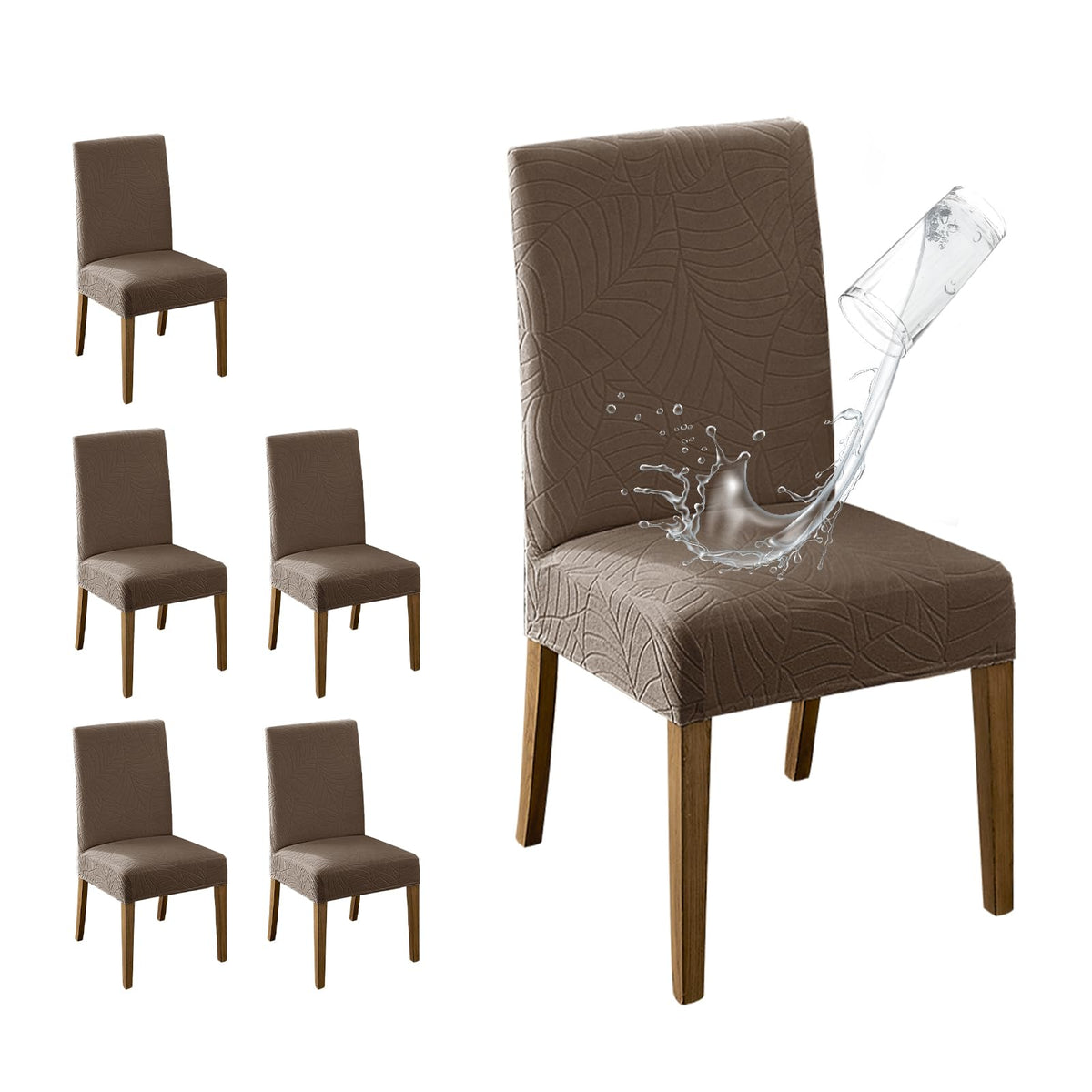 MOSAYT 100% Waterproof Dining Room Chair Covers Set of 4, Beige