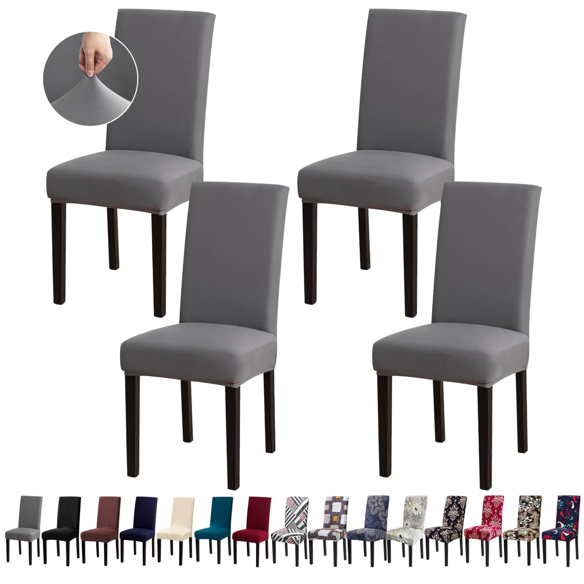 Chair Covers, Stretch Dining Room Chair Covers Set of 6, Removable Washable Dining Chair Slipcovers for Home, Hotel, Banquet