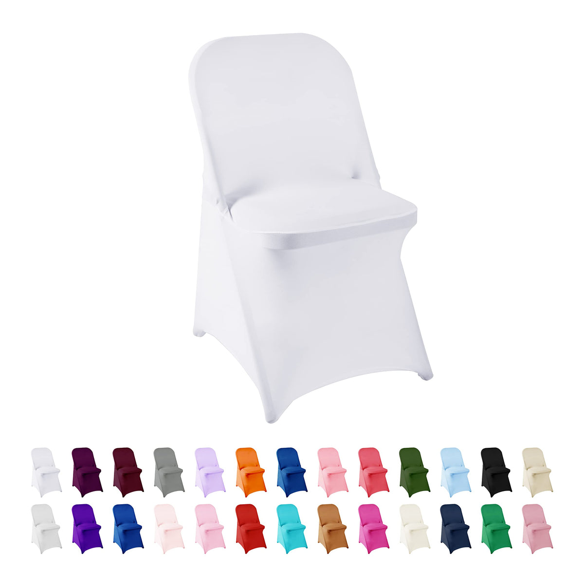 Spandex Chair Cover,25PCS,Living Room Folding Chair Covers,Removable Chair Covers Washable Protector Stretch Chair Cover for Party, Banquet,Wedding Event,Hotel(White)