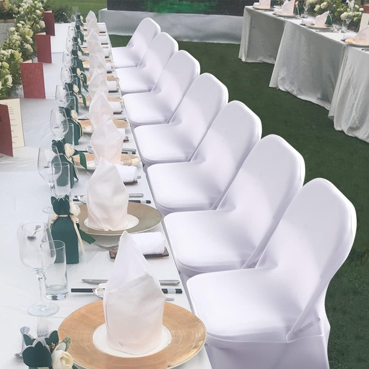 Babenest Stretch Spandex Folding Chair Covers for Wedding, 10PCS White