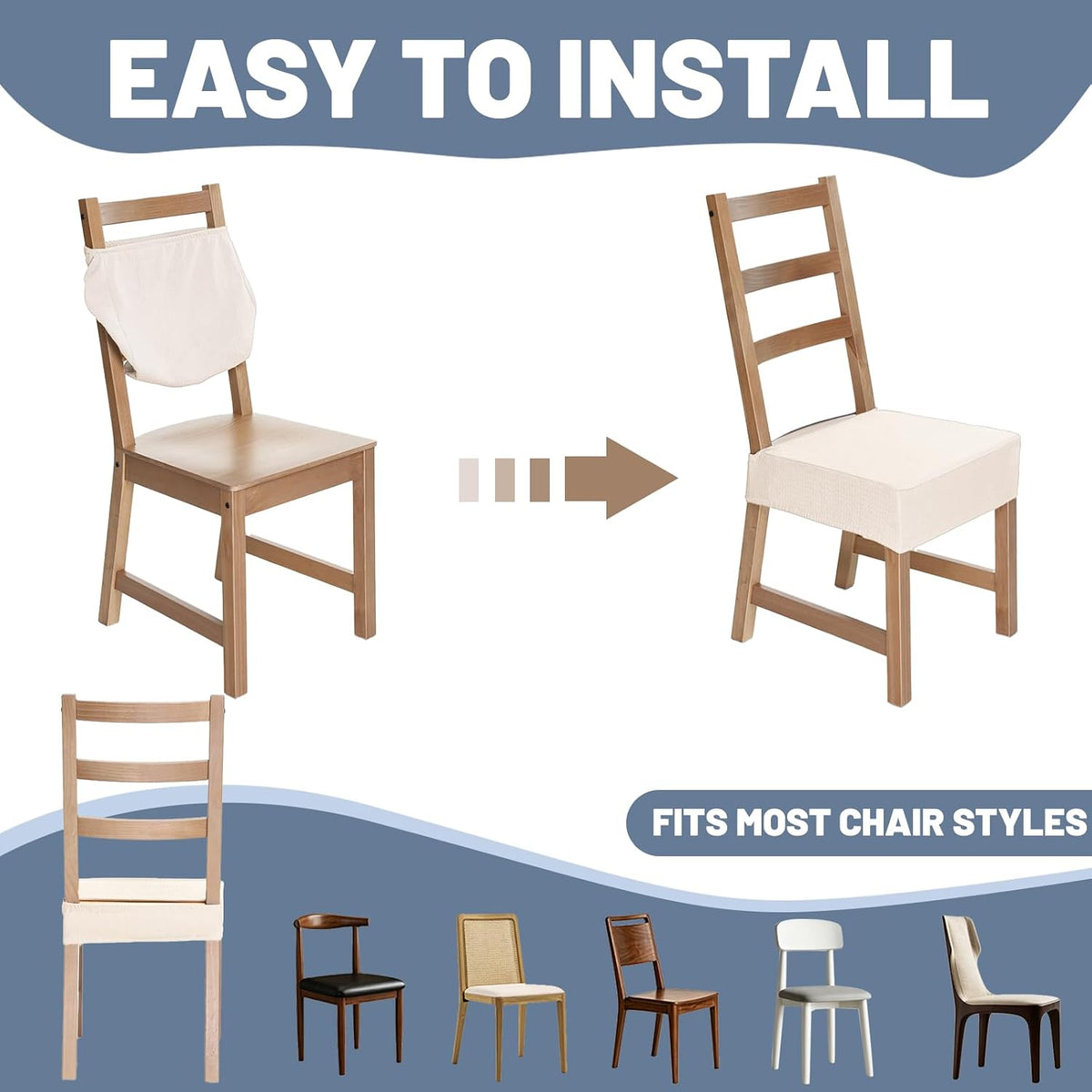 Waterproof Seat Covers for Dining Room Chairs Soft Stretch Washable