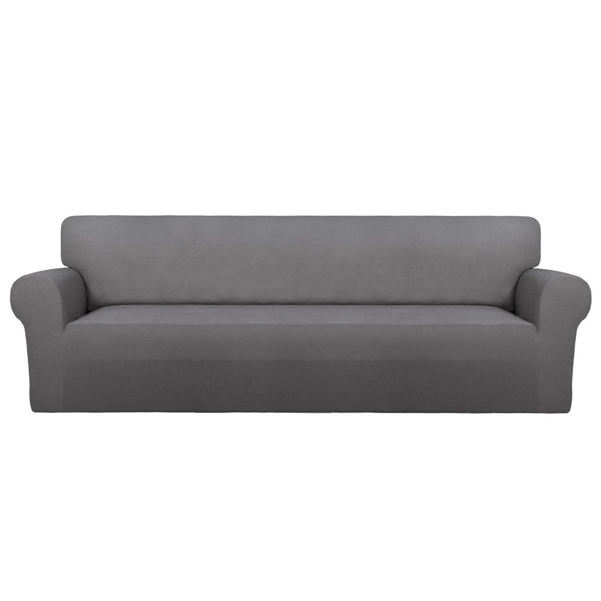 PureFit Super Stretch Chair Covers Fleece Couch Covers for Sofa Dark Gray