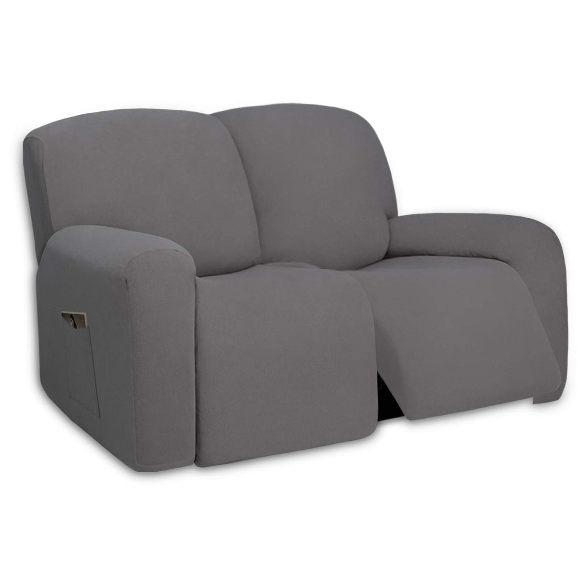 PureFit Super Stretch Chair Covers Fleece Couch Covers for Sofa Dark Gray