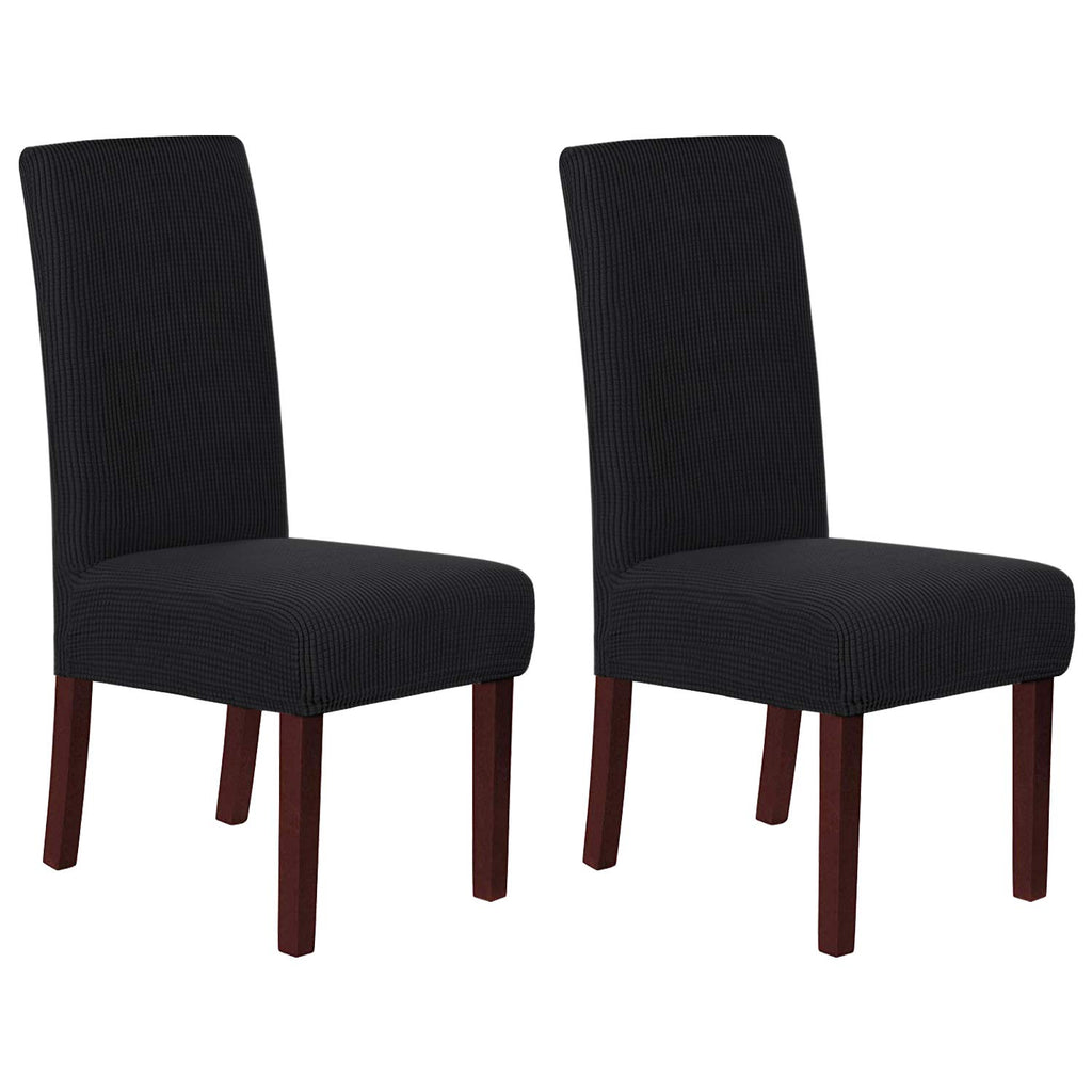 H.VERSAILTEX Stretch Dining Chair Covers Set of 6 Chair Covers for Dining Room Parsons Chair Slipcover Chair Protectors Covers Dining, Feature Textured Checked Jacquard Fabric, Ivory