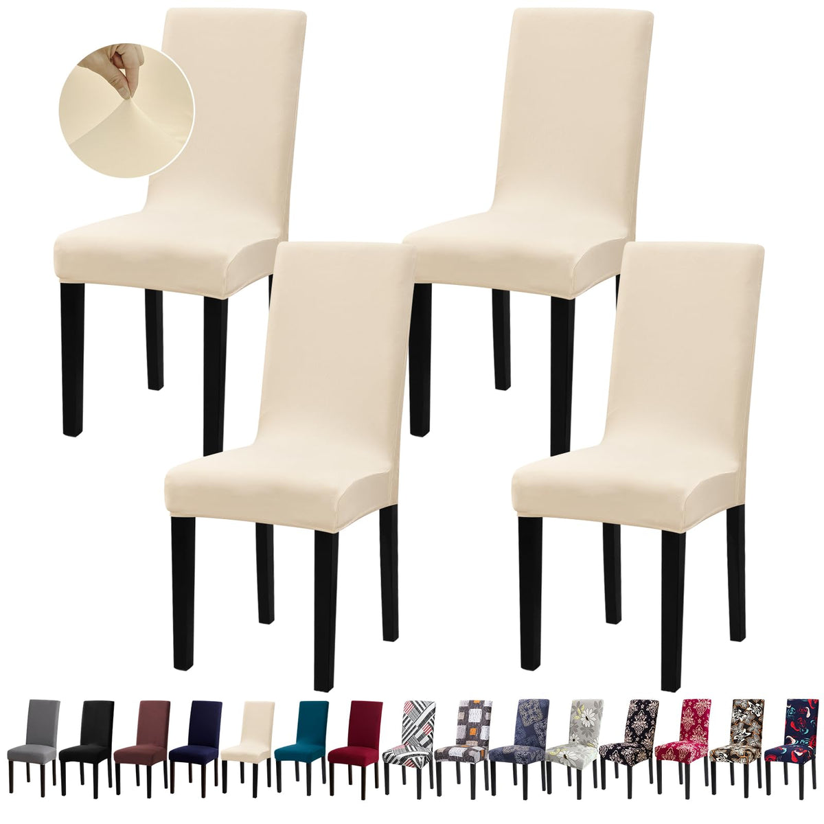 Chair Covers, Stretch Dining Room Chair Covers Set of 6, Removable Washable Dining Chair Slipcovers for Home, Hotel, Banquet