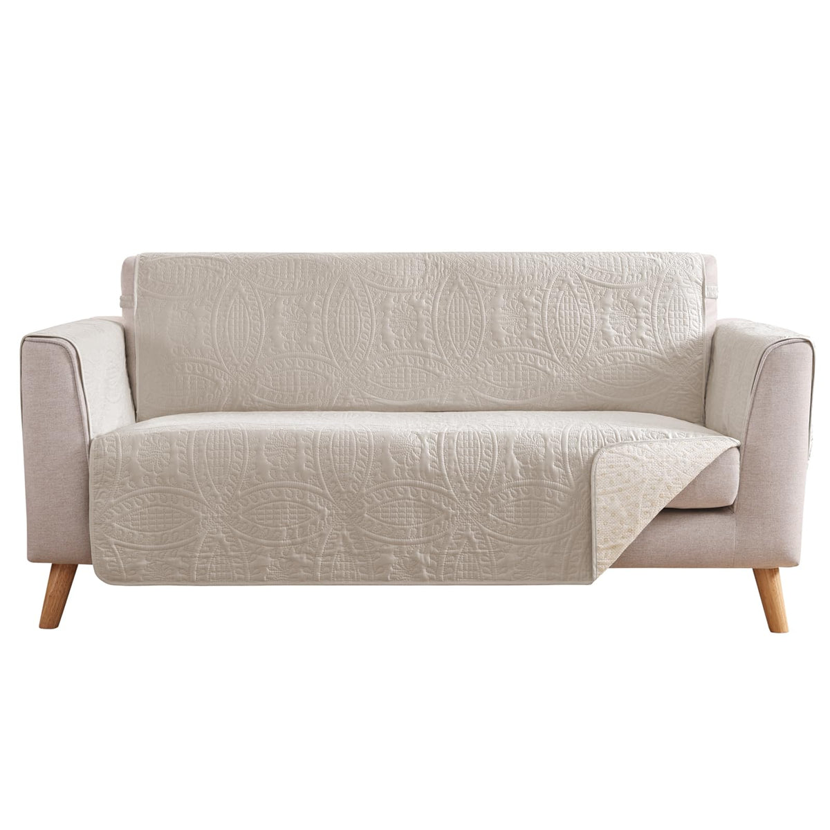 Beige Quilted Recliner Chair Covers, Water-Repellent Recliner Slipcovers, Lazy Boy Chair Covers, Pet Friendly Recliner Covers for Dog, Washable Armchair Protector (Recliner 22", Beige Cream)