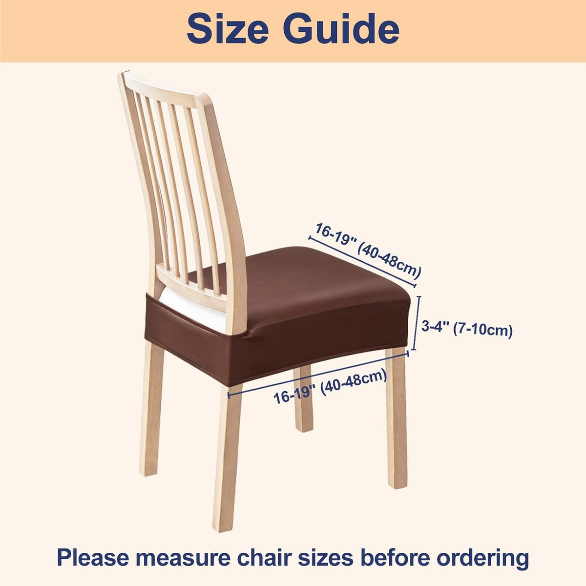 Smiry Waterproof Pu Leather Seat Covers for Dining Room Chairs Set of 4