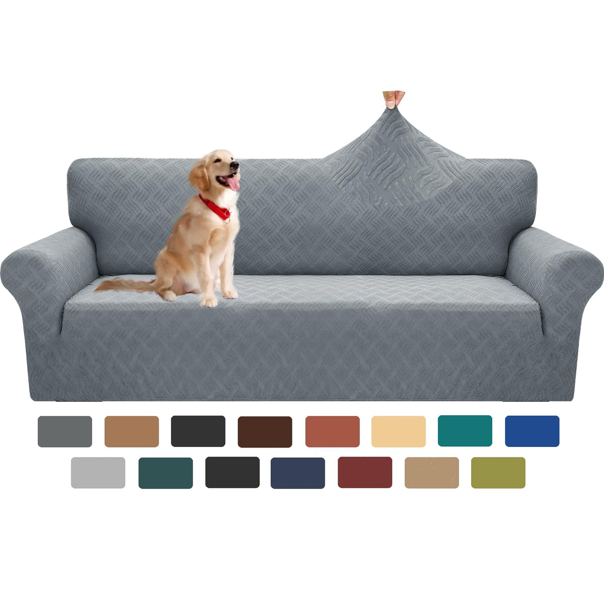 YEMYHOM Couch Cover Latest Jacquard Design High Stretch Sofa Chair Covers for Living Room, Pet Dog Cat Proof Armchair Slipcover Non Slip Magic Elastic Furniture Protector (Chair, Light Gray)