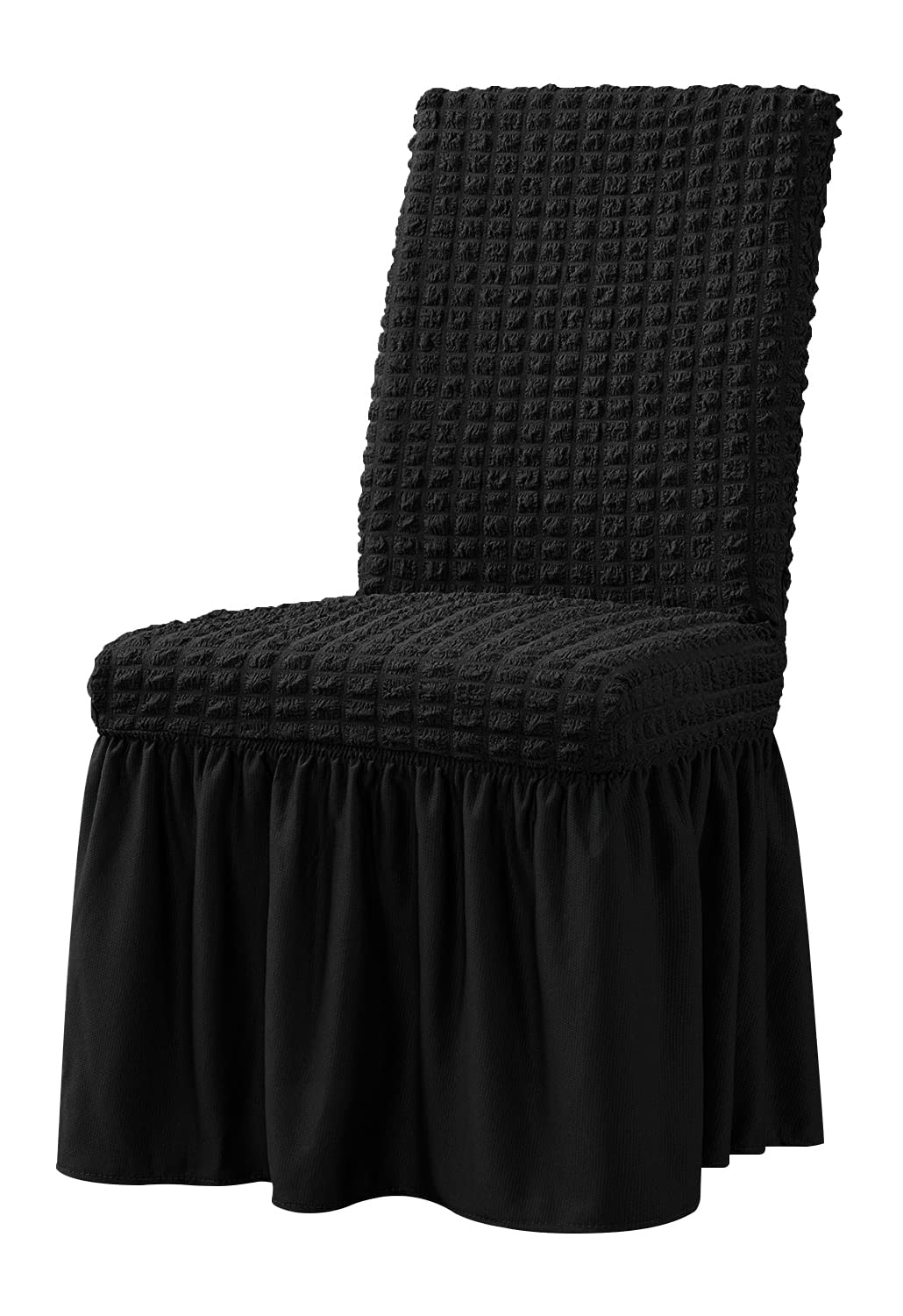 Dorm Chair Cover, Dining Chair Slipcover Stretch Washable with Skirt White