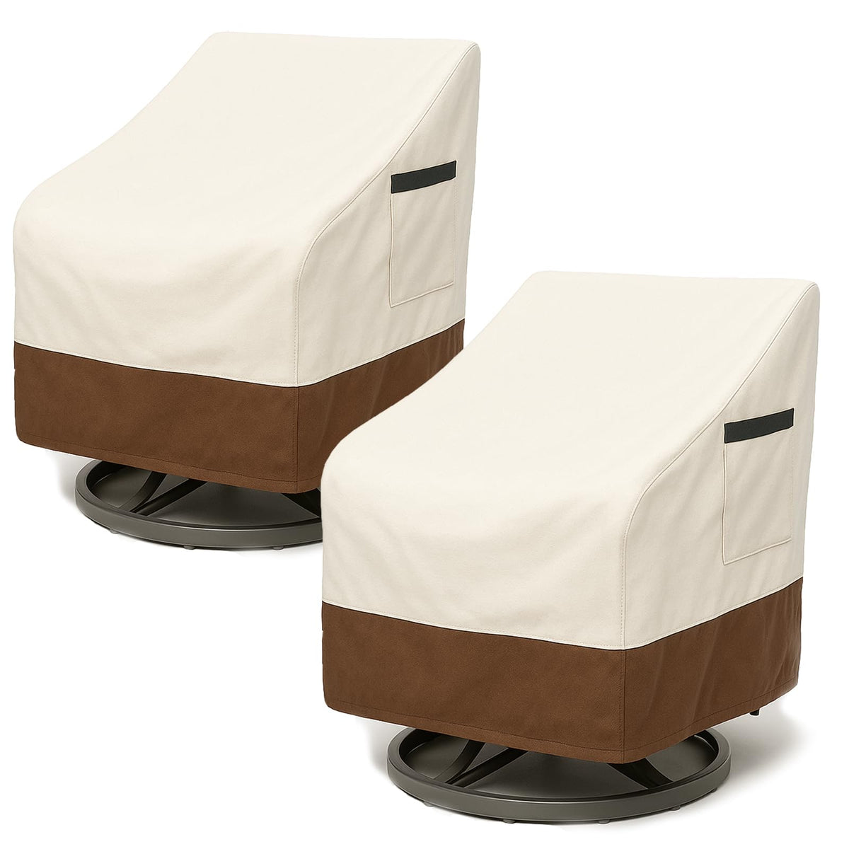 4-Piece Patio Furniture Cover Set, Waterproof Outdoor Furniture Covers for Loveseat, Patio Chairs & Coffee Table, Heavy-Duty 600D, Fade & UV-Resistant, Breathable, All-Season Protection, Beige&Brown