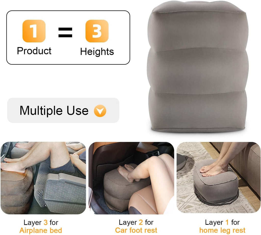 Maliton Inflatable Foot Rest/Leg Pillow | Adjustable Height（Grey, 2 Pack）