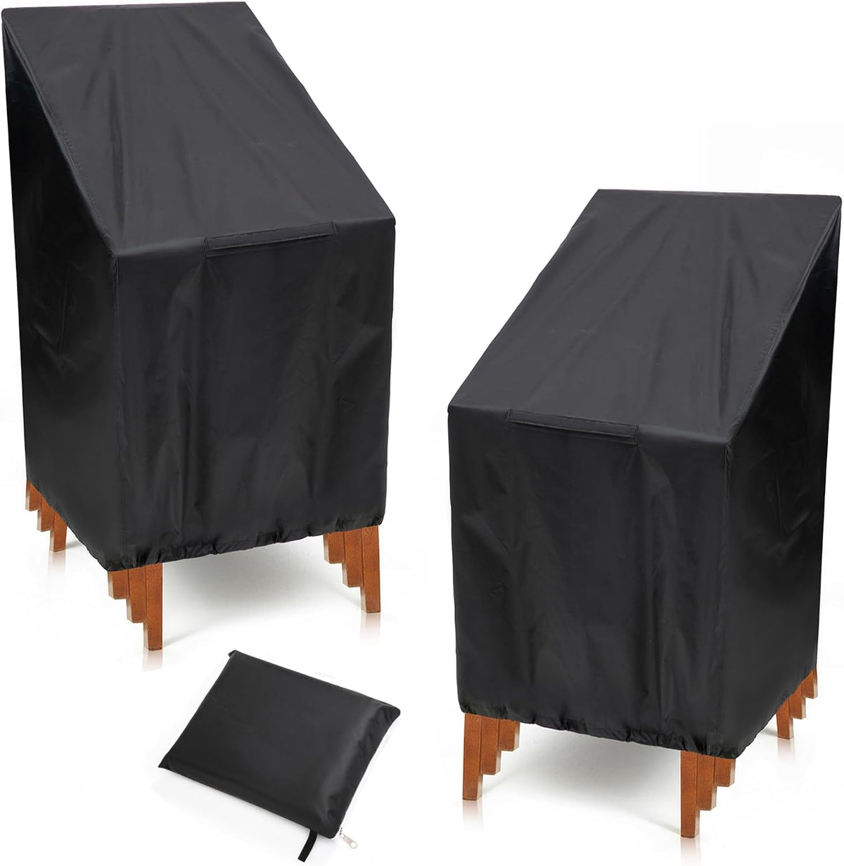 Outdoor Chair Covers 2Pack, 25x25x47" High Back Patio Chair Covers,Black