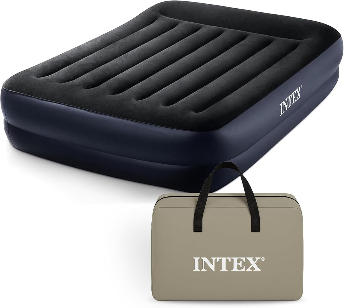 Intex Dura-Beam Plus 16.5" Queen Size Air Mattress with Built-in Pump