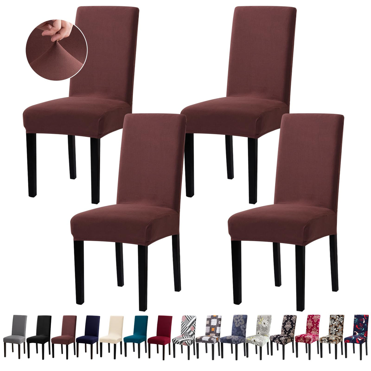 Chair Covers, Stretch Dining Room Chair Covers Set of 6, Removable Washable Dining Chair Slipcovers for Home, Hotel, Banquet