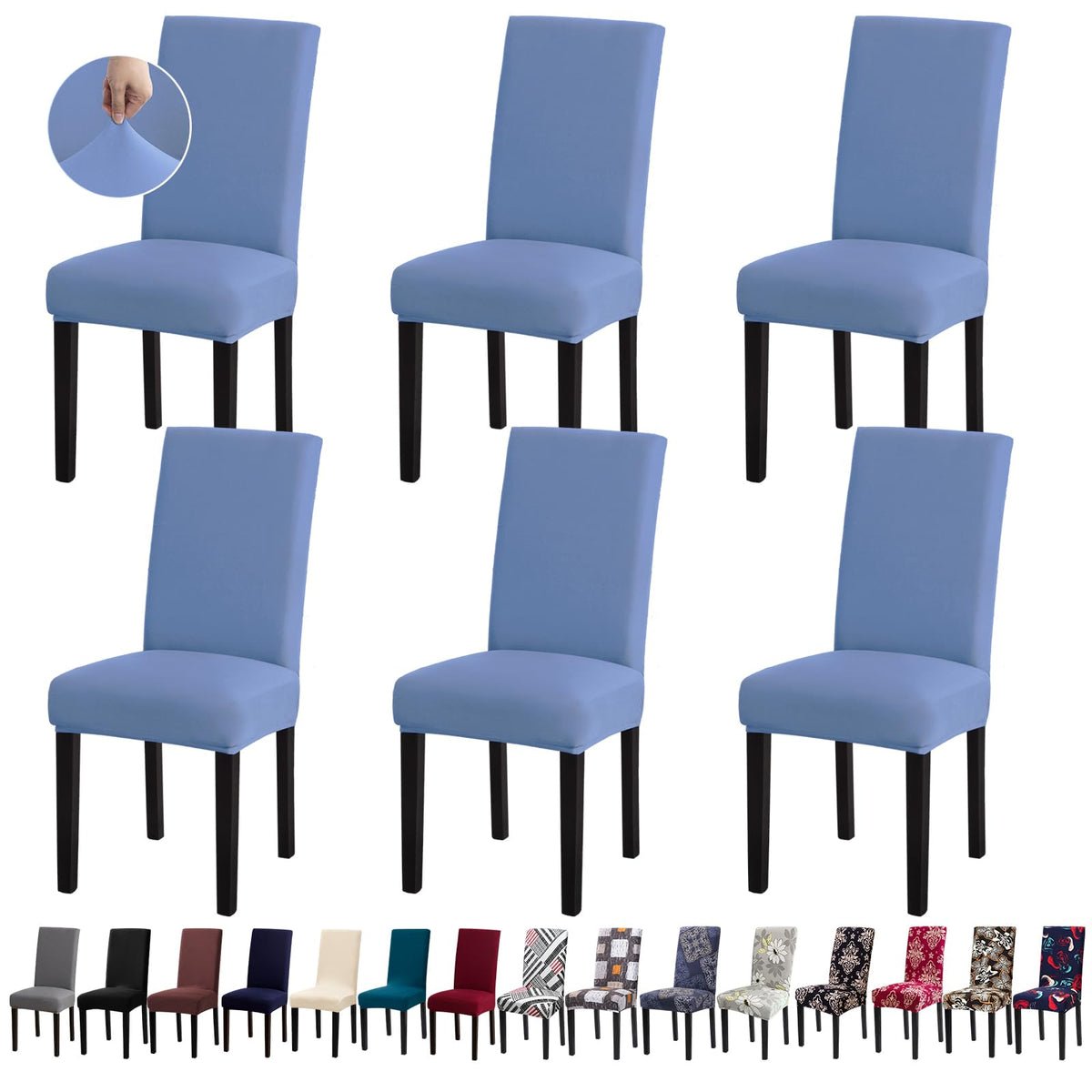 Chair Covers, Stretch Dining Room Chair Covers Set of 6, Removable Washable Dining Chair Slipcovers for Home, Hotel, Banquet