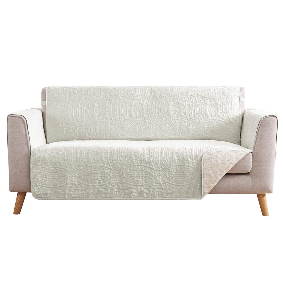 Beige Quilted Recliner Chair Covers, Water-Repellent Recliner Slipcovers, Lazy Boy Chair Covers, Pet Friendly Recliner Covers for Dog, Washable Armchair Protector (Recliner 22", Beige Cream)