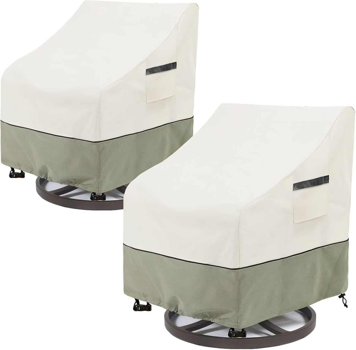 Outdoor Swivel Chair Covers 2 Pack,100% Waterproof Heavy Duty Outdoor Chair Covers,(33 W x 35 D x 38.5 H inches) Patio Furniture Cover for Swivel Patio Chair,White&Grayish Green