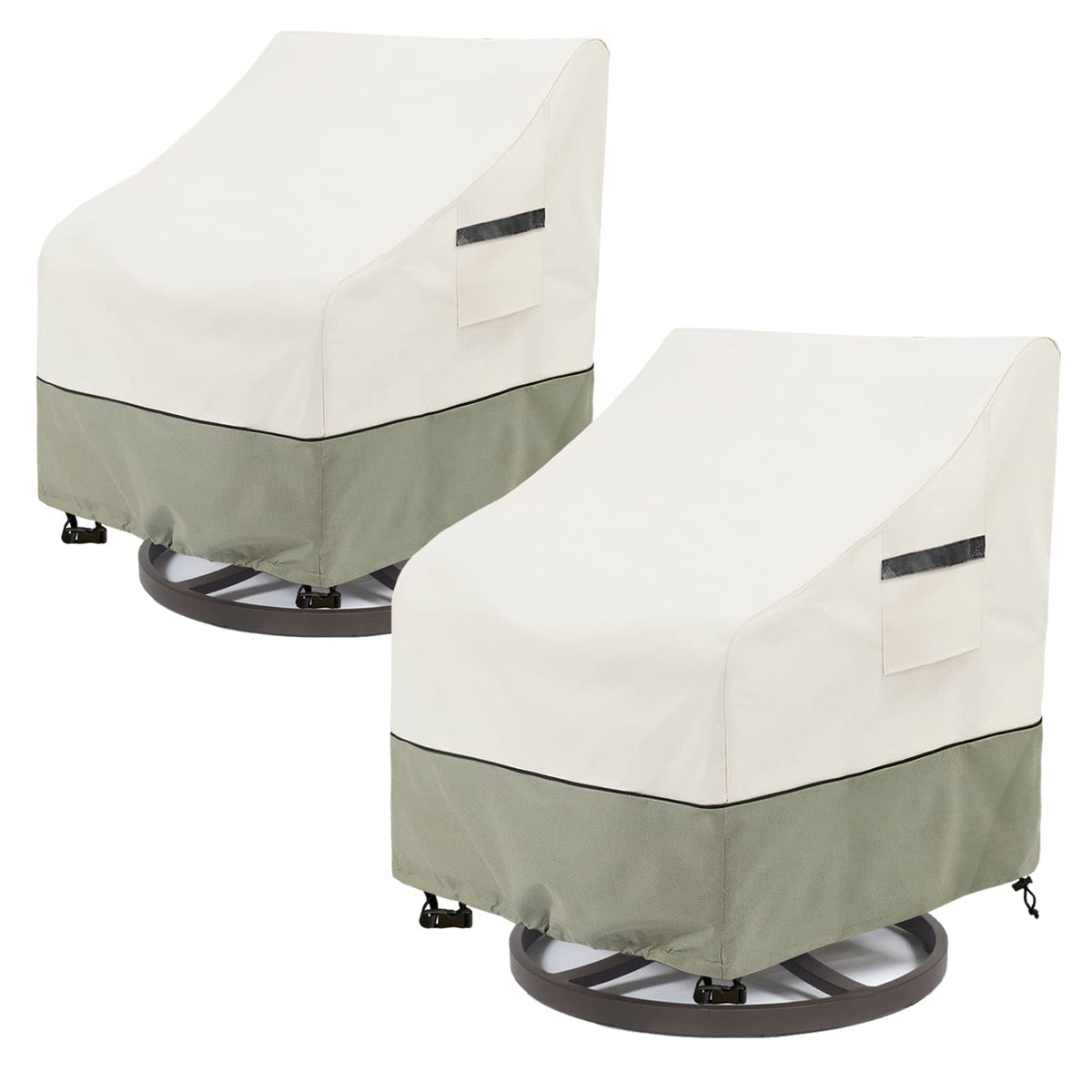 Outdoor Swivel Chair Covers 2 Pack,100% Waterproof Heavy Duty Outdoor Chair Covers,(33 W x 35 D x 38.5 H inches) Patio Furniture Cover for Swivel Patio Chair,White&Grayish Green