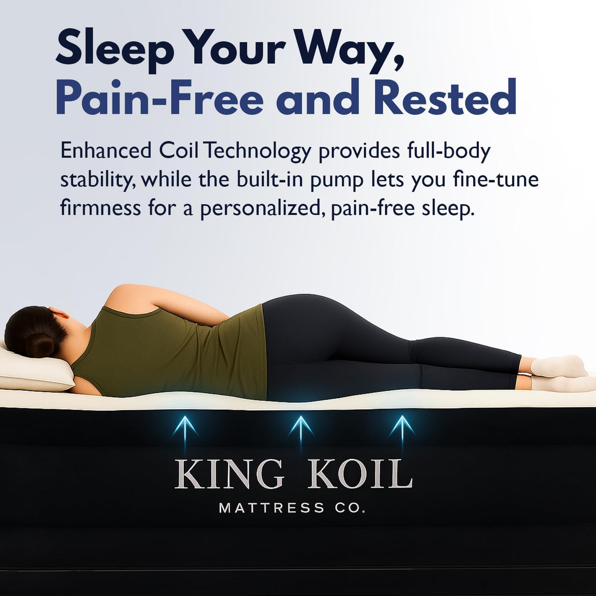 King Koil Air Mattress Queen with Built-in Pump, 20” Raised Airbed