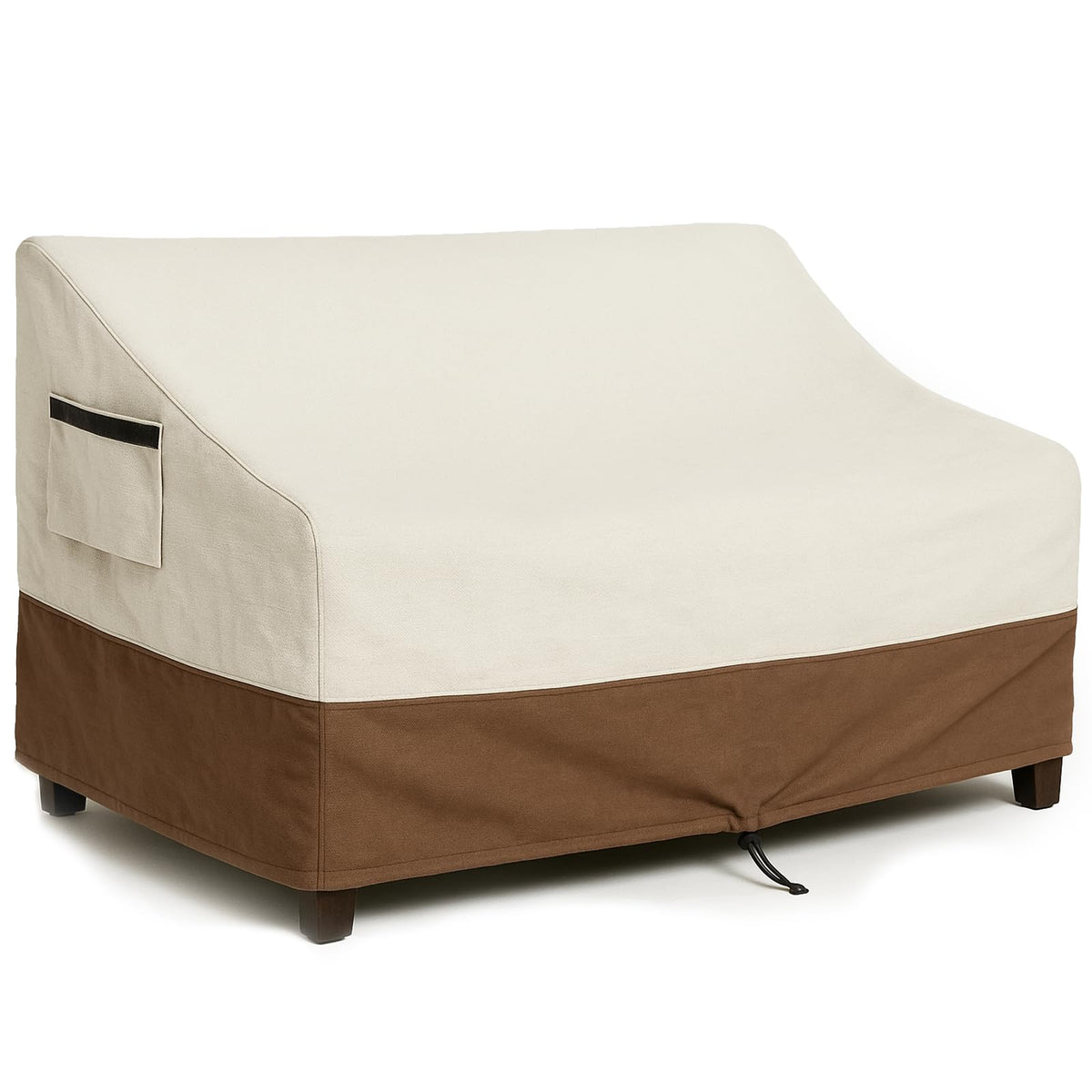 4-Piece Patio Furniture Cover Set, Waterproof Outdoor Furniture Covers for Loveseat, Patio Chairs & Coffee Table, Heavy-Duty 600D, Fade & UV-Resistant, Breathable, All-Season Protection, Beige&Brown