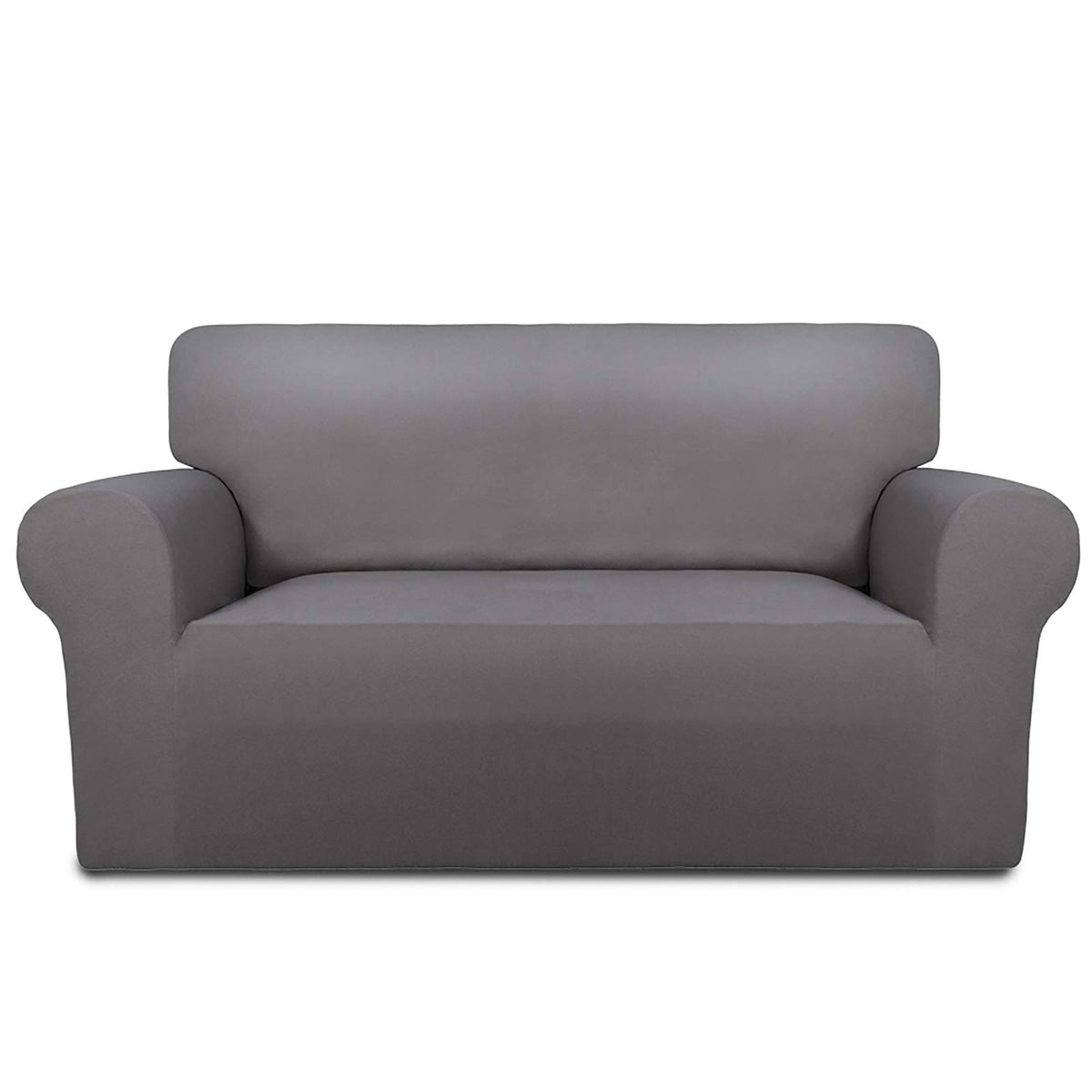 PureFit Super Stretch Chair Covers Fleece Couch Covers for Sofa Dark Gray