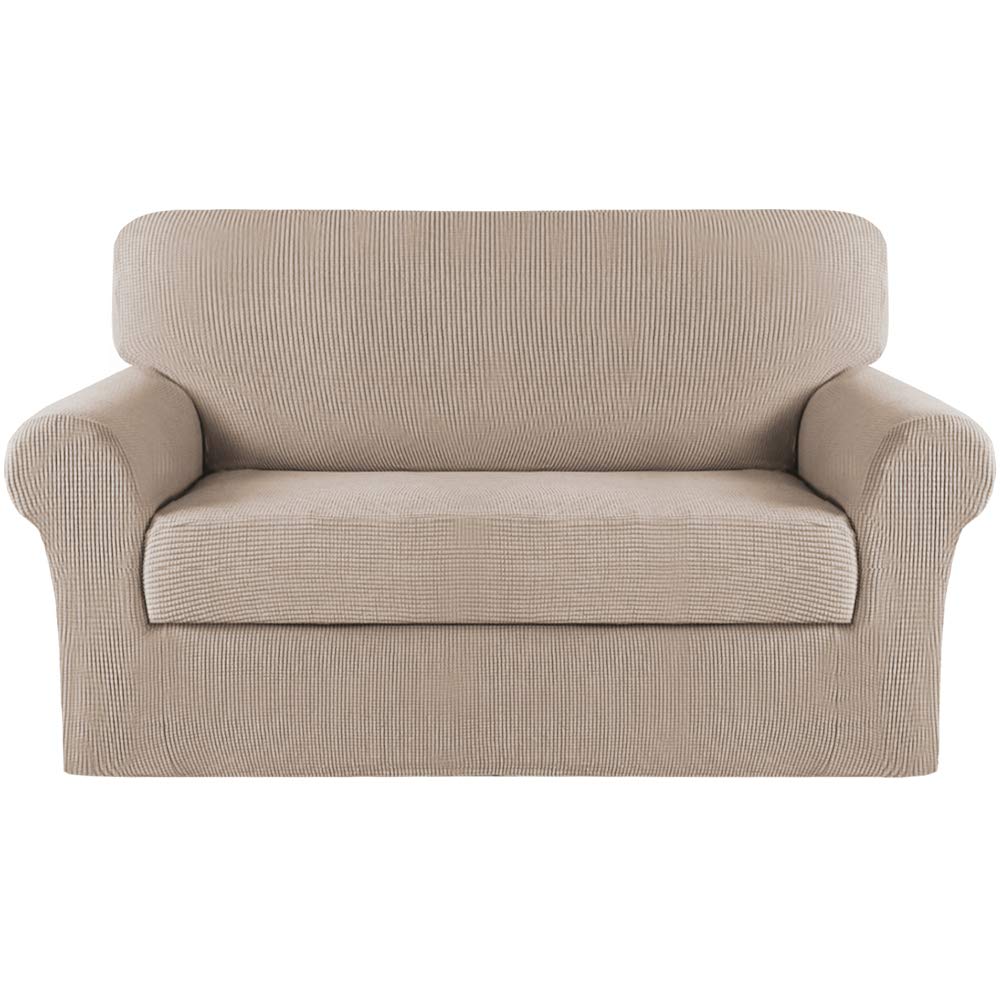 Turquoize 2 Piece Chair Covers for Living Room Armchair Cover Armchair Slipcovers with Arms Feature Thick Jacquard Fabric (Chair,Biscotti Beige)