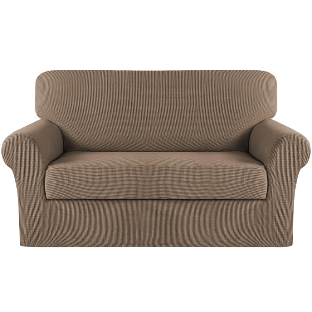Turquoize 2 Piece Chair Covers for Living Room Armchair Cover Armchair Slipcovers with Arms Feature Thick Jacquard Fabric (Chair,Biscotti Beige)