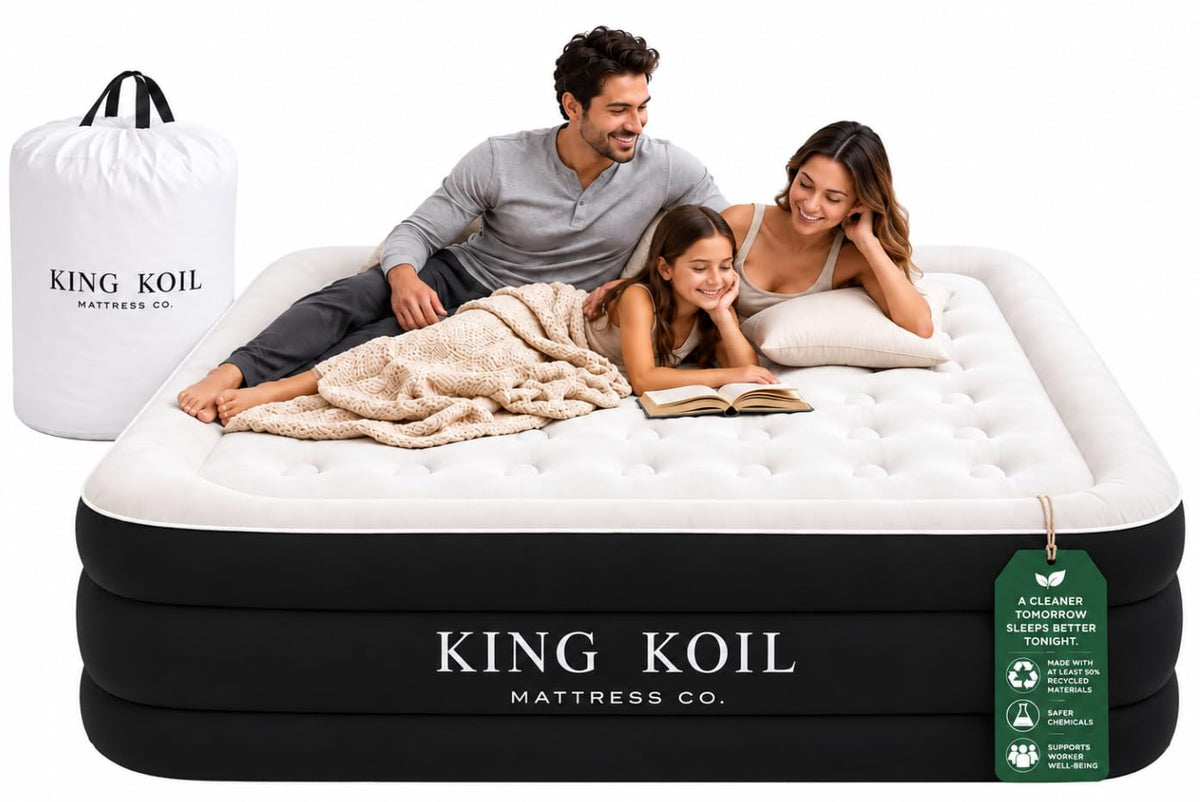 King Koil Air Mattress Queen with Built-in Pump, 20” Raised Airbed