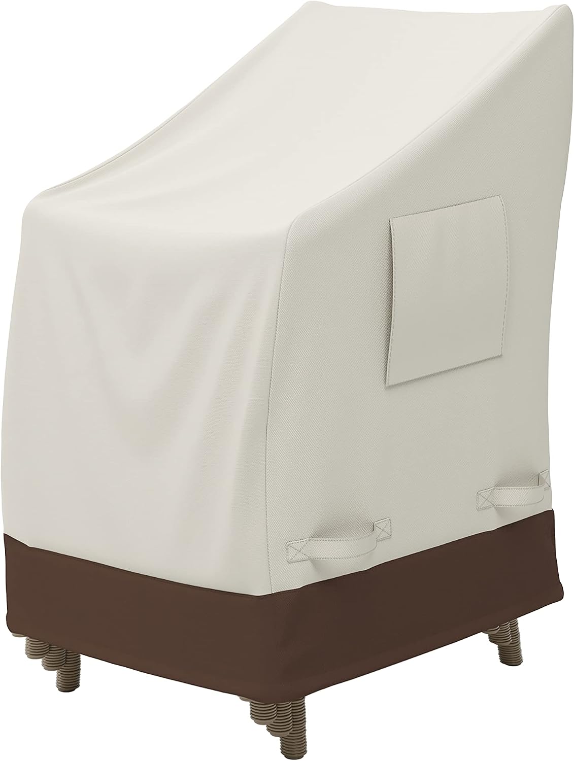 Amazon Basics Outdoor Stackable Chairs Cover, Waterproof, Anti-UV, Weather Resistant, Durable, Beige/Tan