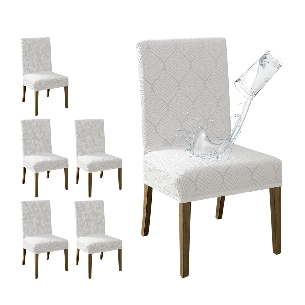 MOSAYT 100% Waterproof Dining Room Chair Covers Set of 4, Beige