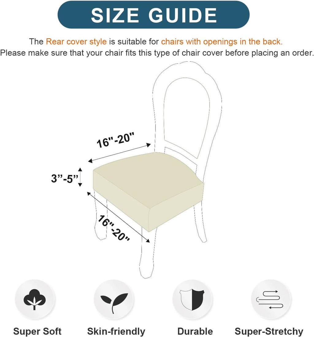 Genina Waterproof Seat Covers for Dining Room Chairs, Rear Covered