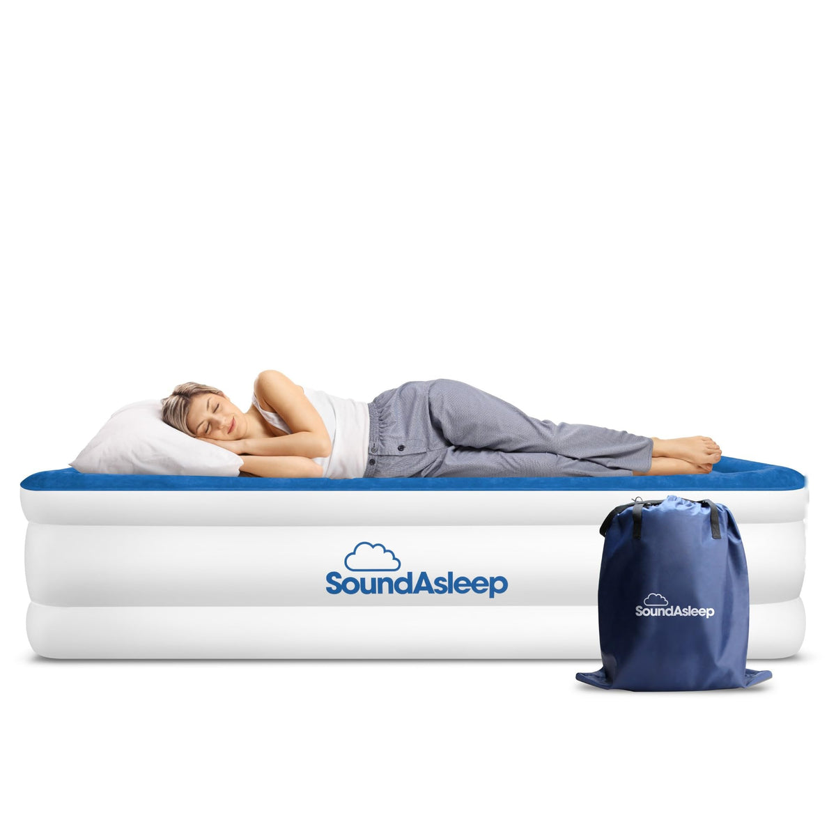 SoundAsleep Dream Series Raised Queen Air Mattress, Built-in Pump, Blue
