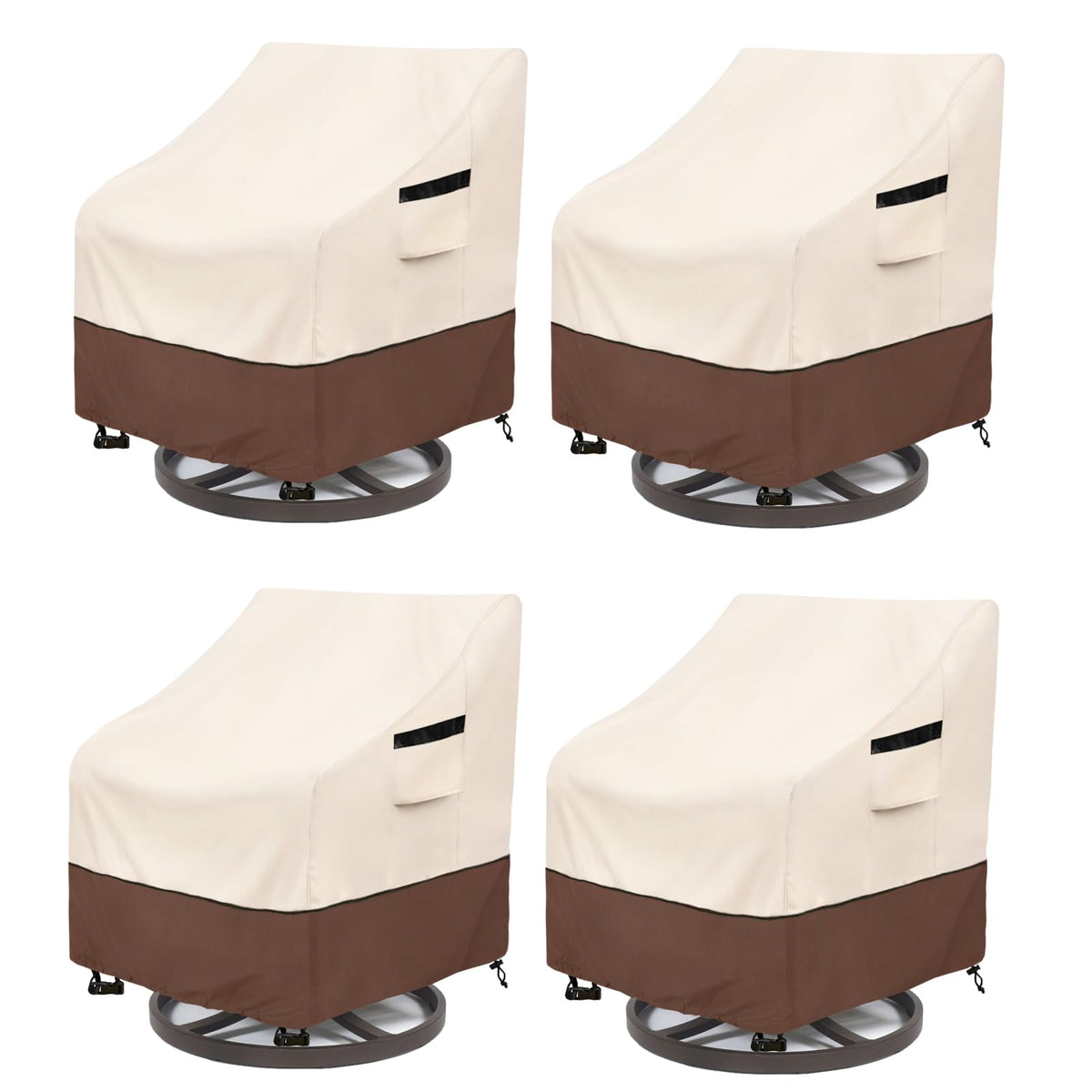 Outdoor Swivel Chair Covers 2 Pack,100% Waterproof Heavy Duty Outdoor Chair Covers,(33 W x 35 D x 38.5 H inches) Patio Furniture Cover for Swivel Patio Chair,White&Grayish Green