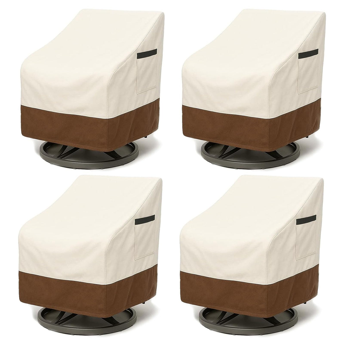 4-Piece Patio Furniture Cover Set, Waterproof Outdoor Furniture Covers for Loveseat, Patio Chairs & Coffee Table, Heavy-Duty 600D, Fade & UV-Resistant, Breathable, All-Season Protection, Beige&Brown