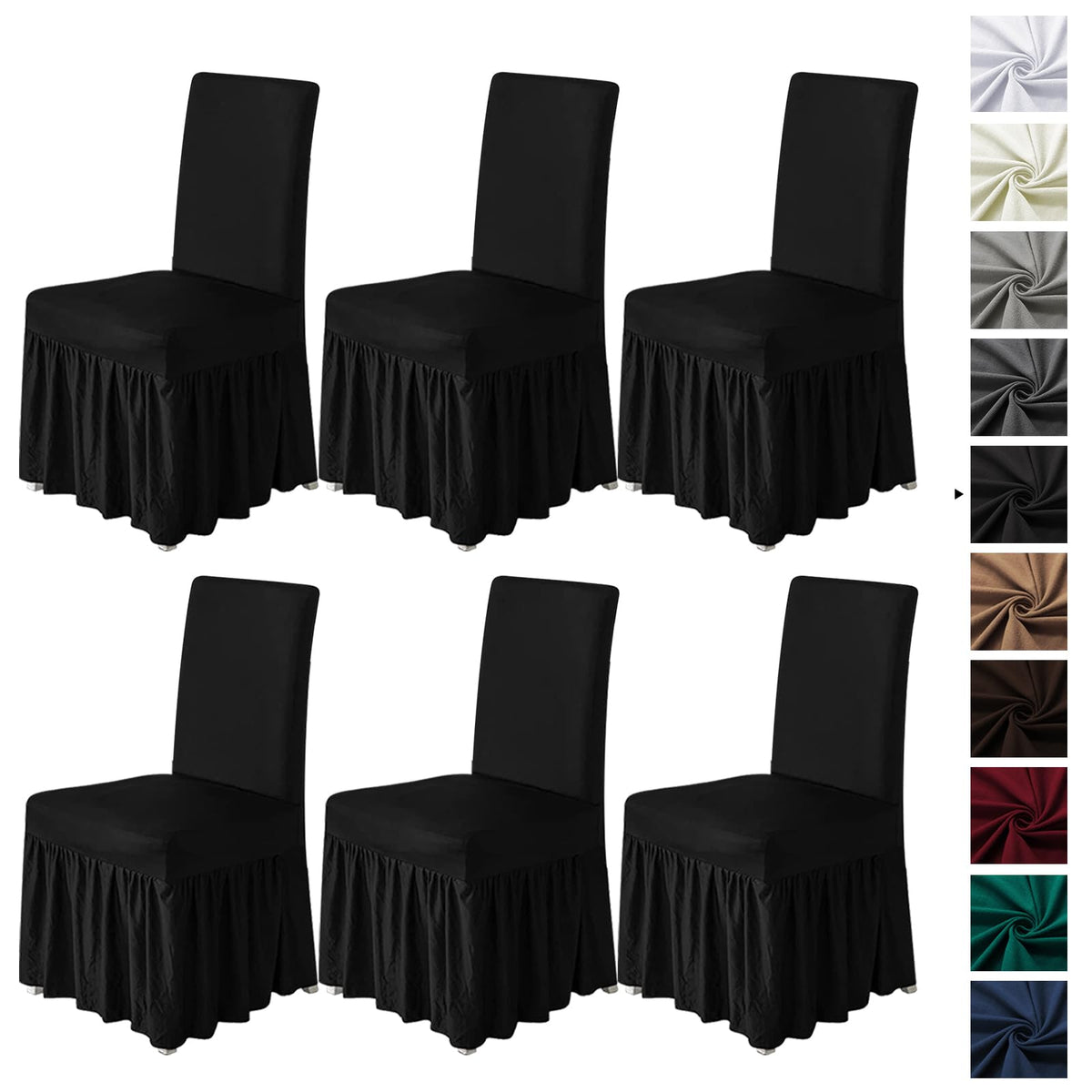molasofa Chair Covers for Dining Room Set of 4 Stretch Chair Slipcovers with Skirt for Kitchen Seat Protectors Wedding Banquet Decor Kids Pets Spandex Fabric Washable (4pcs, Beige)